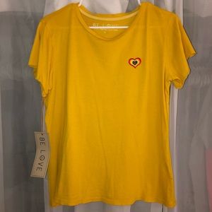 Yellow T-shirt w/ Heart Embroidered on Front